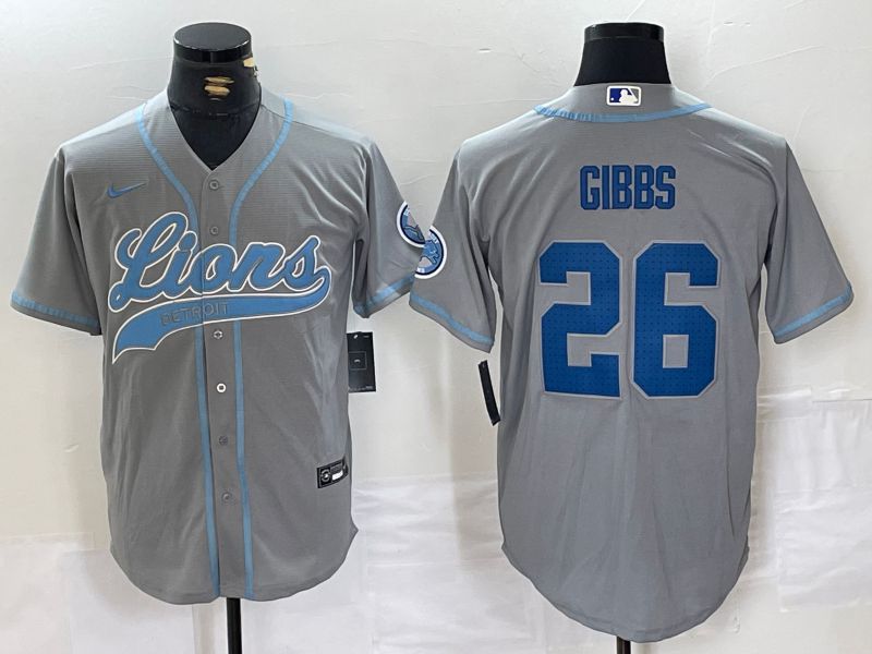 Men Detroit Lions #26 Gibbs Grey Joint Name 2024 Nike Limited NFL Jersey style 1->detroit lions->NFL Jersey
